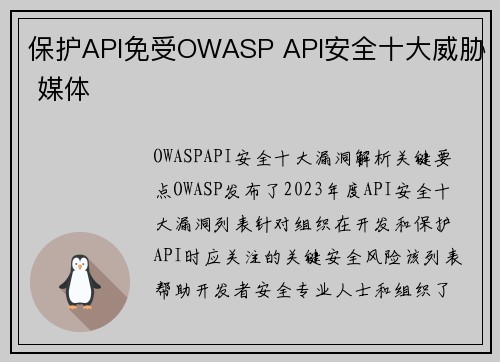 保护API免受OWASP API安全十大威胁 媒体